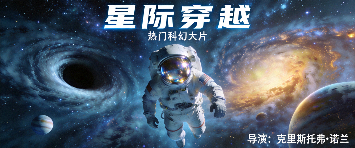 热门科幻大片《星际穿越》海报 - 宇航员在浩瀚星空中探索